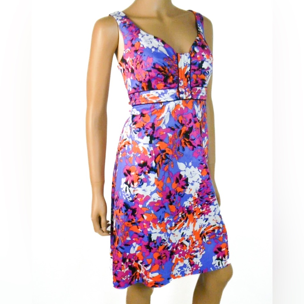 Donna Ricco New York Floral Fit & Flare Dress | Size 8 | Pink Blue Orange
